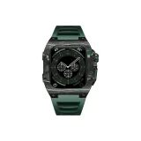 Черный корпус, черно-зеленый, светящийся в темноте, углеродное волокно, зеленый ремень (с светящимся в темноте эффектом)