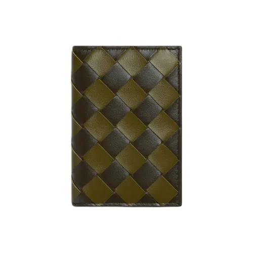 Bottega Veneta Men's Card Holder из телячьей кожи оливково-зеленый и темно-коричневый