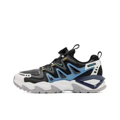 QIAODAN Slip-resistant Abrasion-resistant Low Top Kids Lifestyle Shoes Black Blue Teenagers QIAODAN Противоскользящие Износостойкие Низкие Кеды для Детей Lifestyle Shoes Черный Синий Подростки