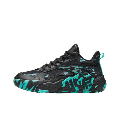Antakids Cement Busters Slip-resistant Abrasion-resistant Low Top Children's Basketball Shoes Black Green Антакидс Cement Busters Противоскользящие Износостойкие Низкие Кеды Детские Баскетбольные Кроссовки Черный Зеленый