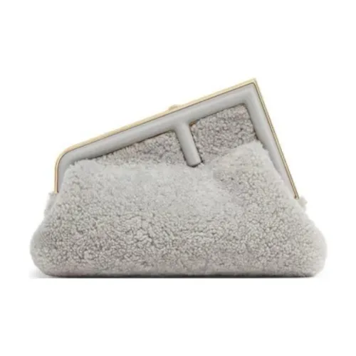 Fendi First Овчина Клатч Маленький Женский Светло-Серый