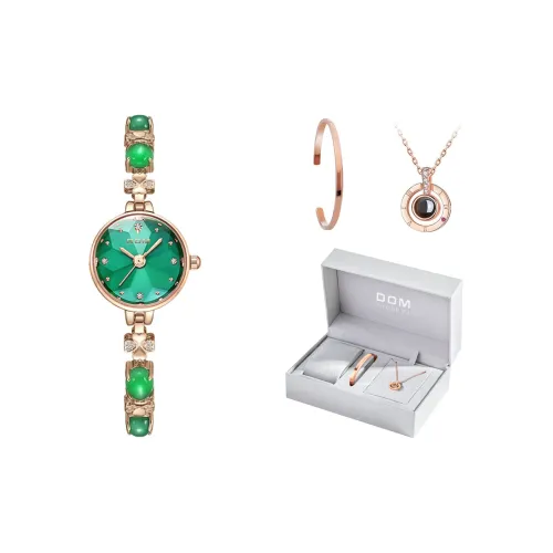 DOM Кварцевый механизм Часы Женские Зеленый циферблат