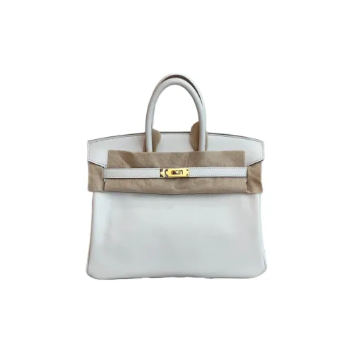 HERMES Birkin Swift Кожа Одно плечо Сумка Женские 0T Гриб Белый