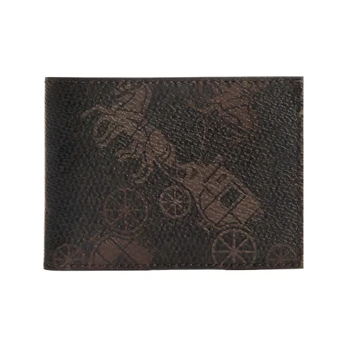 COACH Держатель для карт из холста и кожи кошелек стандартный мужской кофейный