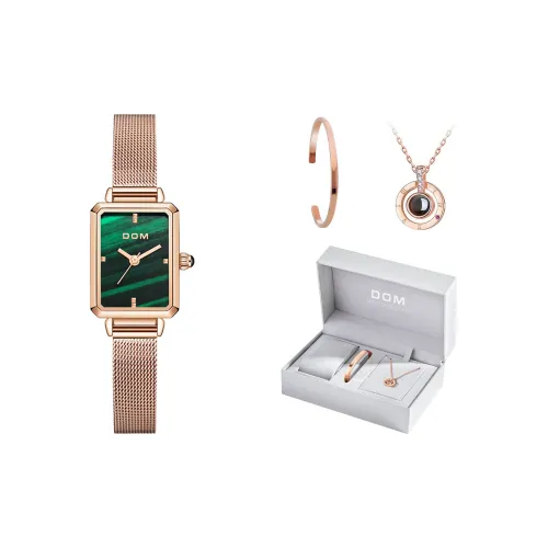 DOM Кварцевый механизм металлический ремешок женские часы зеленый циферблат