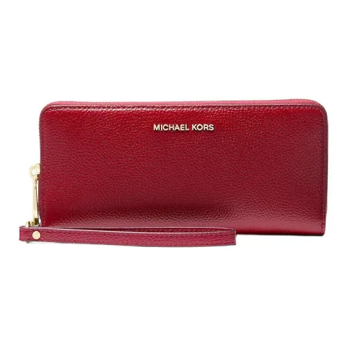 MICHAEL KORS Jet Set Travel Зернистая текстура кожа Личи Кожа Кошелек Большой Женский Красный