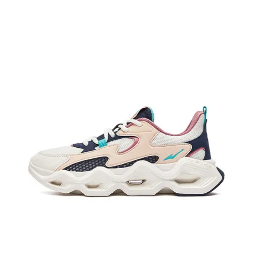 Erke Slip-resistant Abrasion-resistant Low Top Casual Running Sneakers Women's White Blue Pink Эрке Противоскользящие Устойчивые к истиранию Низкие Топ Повседневные Беговые Кроссовки Женские Белые Синие Розовые