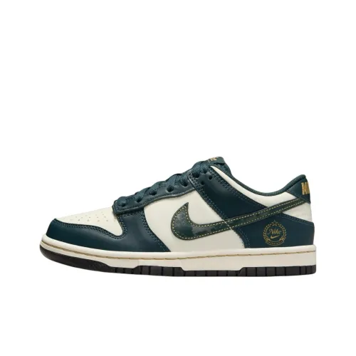 Nike Dunk Slip-Resistant Abrasion-Resistant Low Top Детские Скейтбординг Белый Черный Зеленый