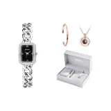 Стальной браслет с черным циферблатом