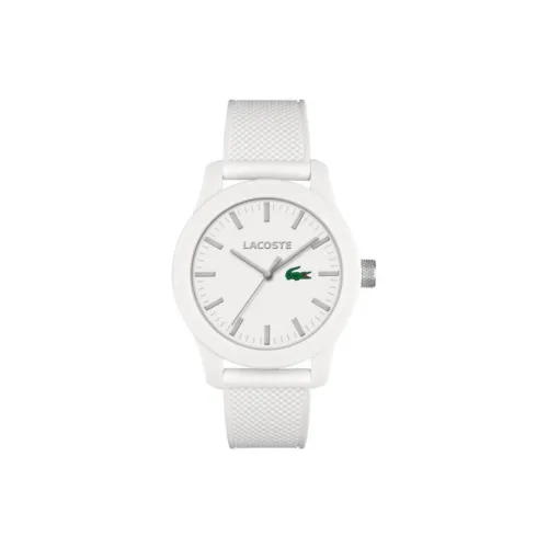 Коллаборация LACOSTE Наручные часы Кварцевый механизм Силиконовый ремешок 42 мм Белый циферблат Мужские часы