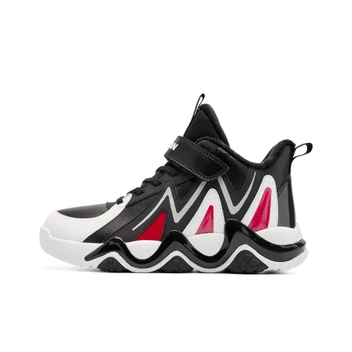 QIAODAN Детская повседневная обувь MID Топ Черный/Карпово-красный Школьный возраст