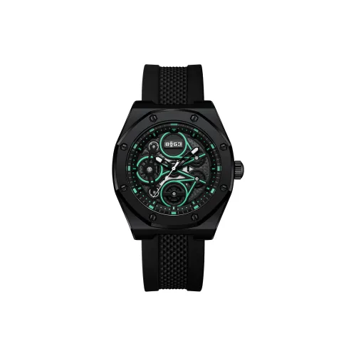 BOG3 Кварцевый механизм силиконовый ремешок унисекс черный циферблат