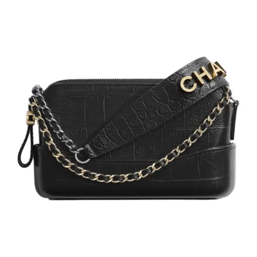 CHANEL Gabrielle Телячья кожа Сумка через плечо Экстра мини Женская Черная Серебряная Золотая