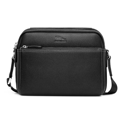 JAGUAR Корова Кожа Сумка через плечо Сумка на плечо Стандартная Мужская Черная