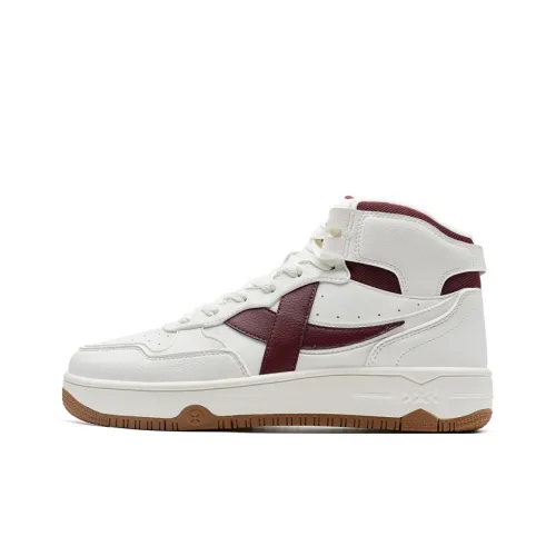 XTEP Alfalfa White Аbrasion Resistant Термические Высокие Кроссовки для скейтбординга Мужские Белый Красный