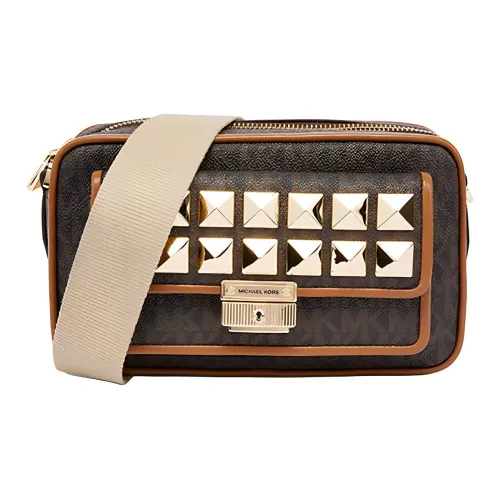 MICHAEL KORS Bradshaw Кожа Stud Camera Сумка на плечо Женская Коричневая