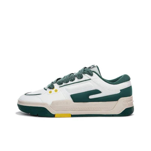 Erke Slip-Resistant Waterproof Cushioning Abrasion-Resistant Low-Top Skateboard Shoes Men's White Green Эрке Противоскользящие Водонепроницаемые Амортизирующие Устойчивые к Износу Низкие Кроссовки для Скейтбординга Мужские Белые Зеленые