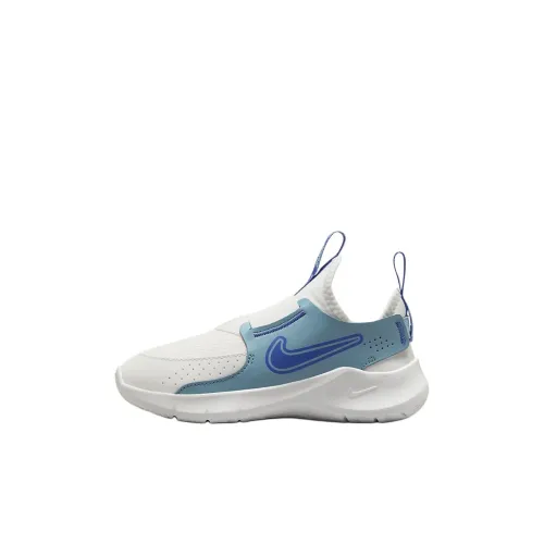 Nike Flex Runner 3 Детские беговые кроссовки Низкий топ Гора PEAK Белый/Джинсовый синий Зеленый/Космический синий Для дошкольников