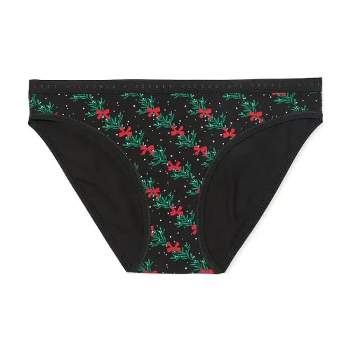 Victoria's Secret 1 упаковка Черный Mistletoe/Черный Женские трусы-бикини