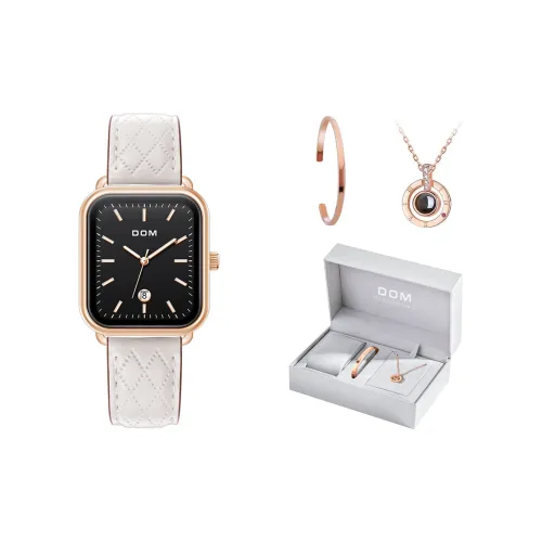 DOM Кварцевый механизм натуральная кожа ремешок женские часы черный циферблат