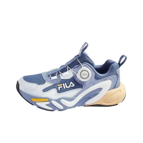 FILA KIDS BOA Slip-resistant Abrasion-resistant Low Top Детская беговая обувь Синие Белые