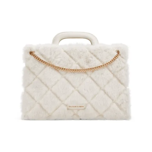 CHARLES KEITH ПУ (полиуретан) текстильная смесь через плечо одно плечо сумка средний размер женский молочно-белый