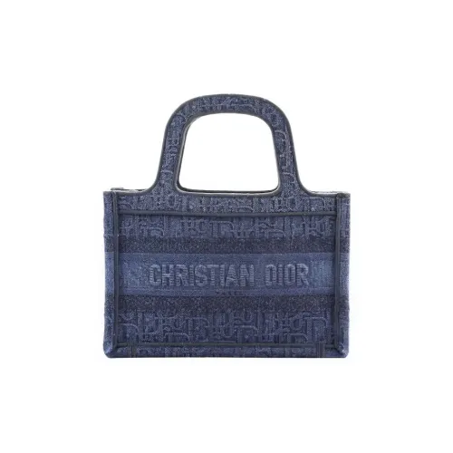 DIOR BookTote Деним Холщовая Сумка Сумка-тоут Сумка для покупок Мини Сумка Женская Синяя