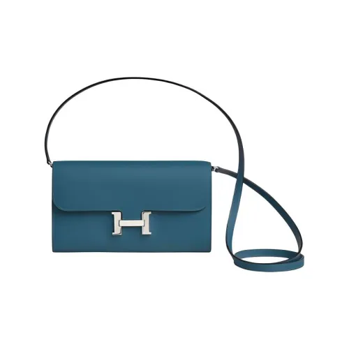 HERMES Epsom Телячья кожа Сумка через плечо Кошелек Женские 7A BLEU Thalassa Морской синий