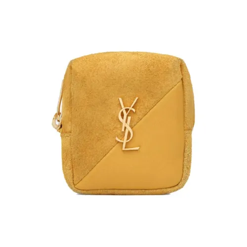 SAINT LAURENT Jamie Замша Пэчворк Овечья шкура Украшение Монета Кошелек Женские Подсолнух Желтый