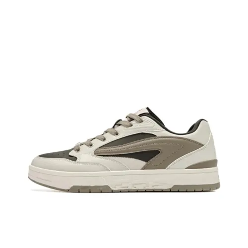 QIAODAN Slip-resistant Abrasion-resistant Low-top Skateboard Shoes Men's Beige Brown QIAODAN Противоскользящие Износостойкие Низкие Кеды для Скейтбординга Мужские Бежево-Коричневые