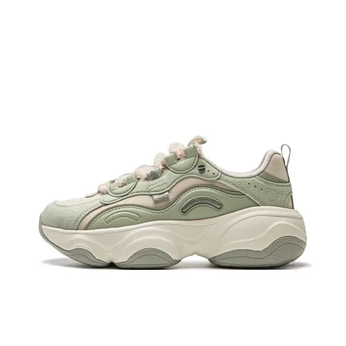 LiNing Honey V2 противоскользящий визуально увеличивающий высоту низкий топ кэжуал женский зеленый серый