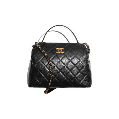 CHANEL Телячья кожа Bowling Bag Doctor's Bag Shoulder Bag Handbag Women's Black
