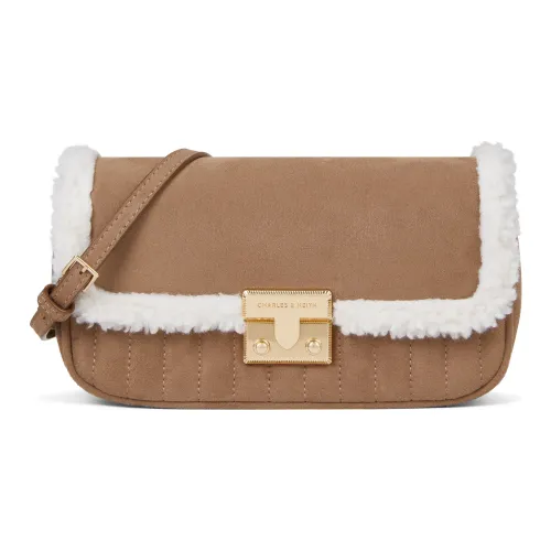 CHARLES KEITH ПУ (полиуретан) текстильная смесь сумка через плечо маленькая женская чайный коричневый