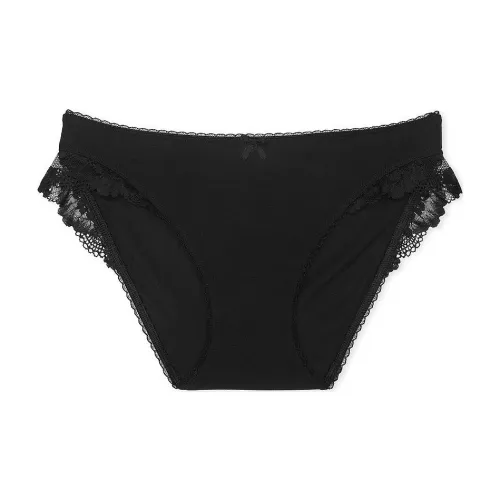 Victoria's Secret Эластичный хлопок Бикини Panty Черное нижнее белье Женское 1 упаковка Черное