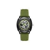 Чёрный циферблат, зелёный ремешок