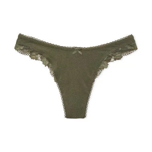 Victoria's Secret Эластичный хлопок Высокая нога Scoop Стринг Пантика C O Нижнее белье Женское 1 упаковка Оливковый