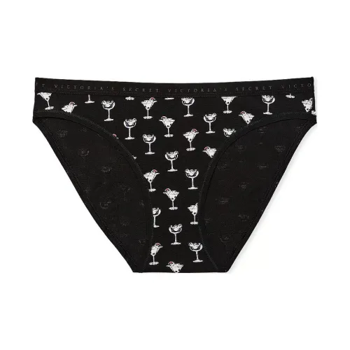 Victoria's Secret Эластичный хлопок Бикини Panty Черный Martini Penguins Нижнее белье Женские 1 шт Черный