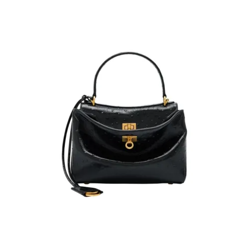 Balenciaga Ostrich Тисненая кожа Сумка через плечо Сумка Мини Женская Черная