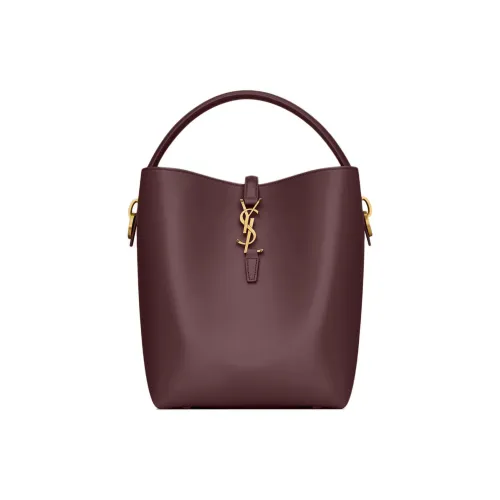 SAINT LAURENT Коровья кожа Ведрообразная сумка Сумка через плечо Сумка для женщин Каберне Совиньон Красный