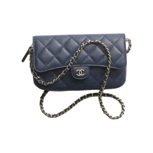 CHANEL Икорная коровья кожа сумка через плечо женская синяя