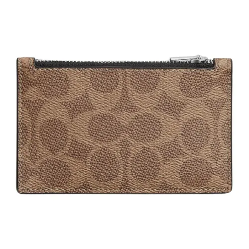 COACH Card Case Телячья кожа Держатель для карт Мини Женский Коричневый