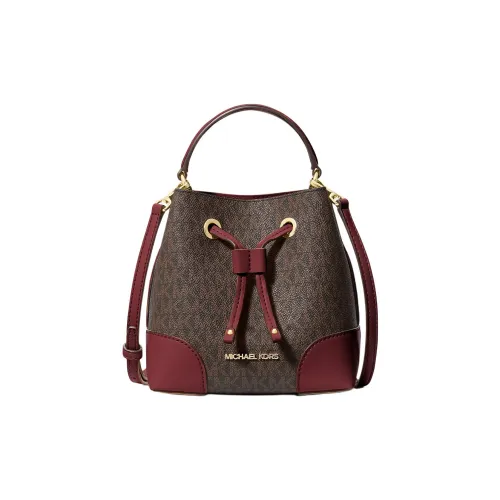 MICHAEL KORS Mercer Покрытый холст Ведрообразная сумка Сумка через плечо Маленькая сумка Женская Цвет бычья кровь