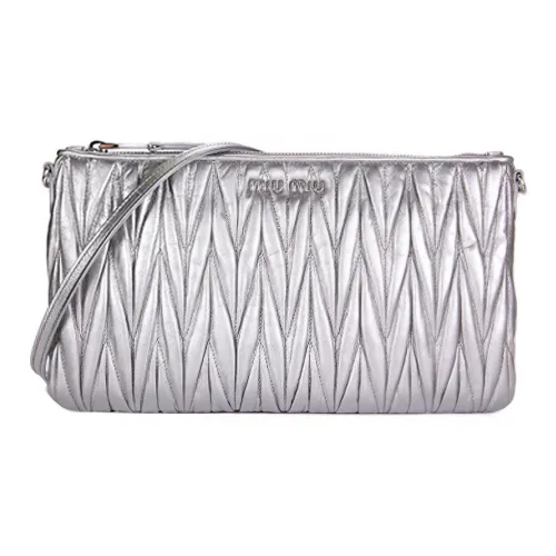 MIU MIU Сумка через плечо из коровьей кожи женская серебряная