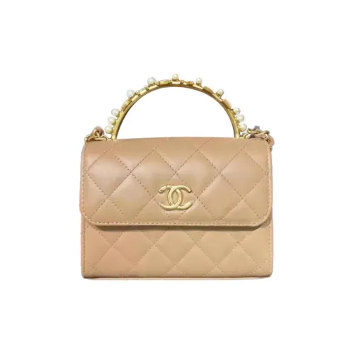 CHANEL Sheepskin Маленькая Квадратная Сумка Сумка через плечо Сумка для женщин Молочно-чайный Бежевый