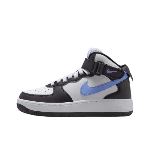 Nike Air FORCE 1 Slip-resistant Abrasion-resistant MID Top Детские Скейтбординги Черный Белый Синий