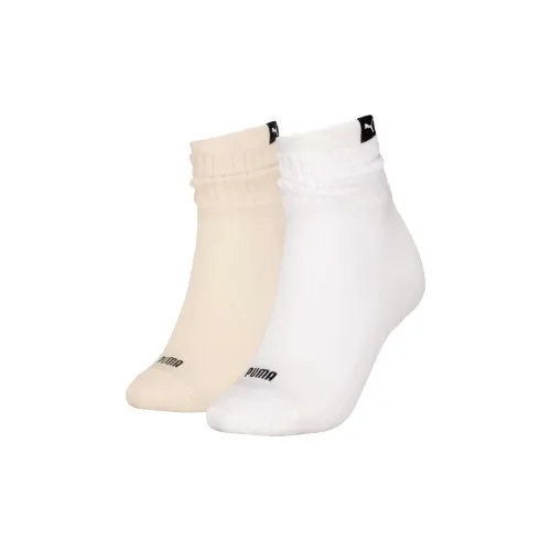 PUMA SHORT 2 Pack Sand + White Women's MID Shin Sock