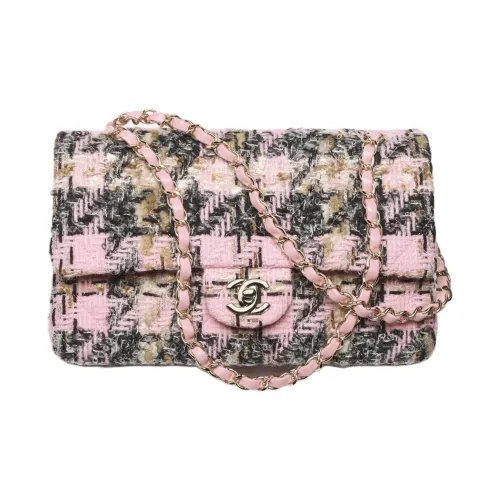CHANEL Classic Flap CF Шерсть Сумка через плечо Женская Светло-розовая Черная Бежевая