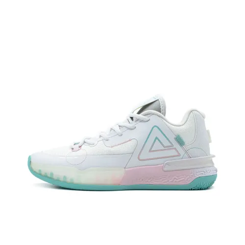 PEAK Амортизация Износостойкие Низкие Баскетбольные Кроссовки Мужские Белые и Синие