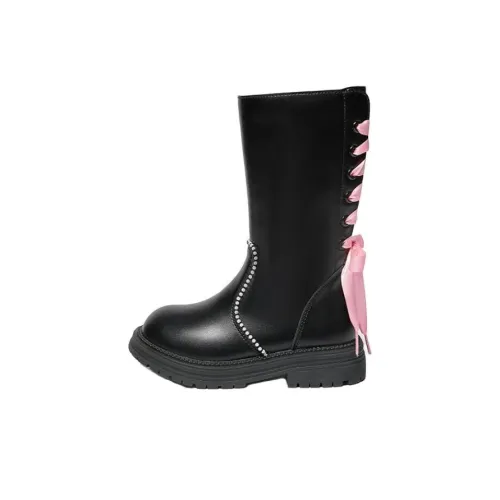 Snoffy Rococo Series Детские кожаные сапоги High Top Черные Kids