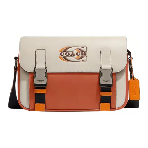 COACH Сумка через плечо из коровьей кожи большая мужская белая и коричневая